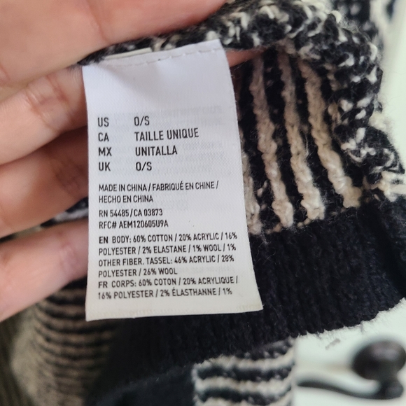 American Eagle Black White Blue Boho Aztec Open Front Short Sleeve Cardi… - Picture 10 of 11